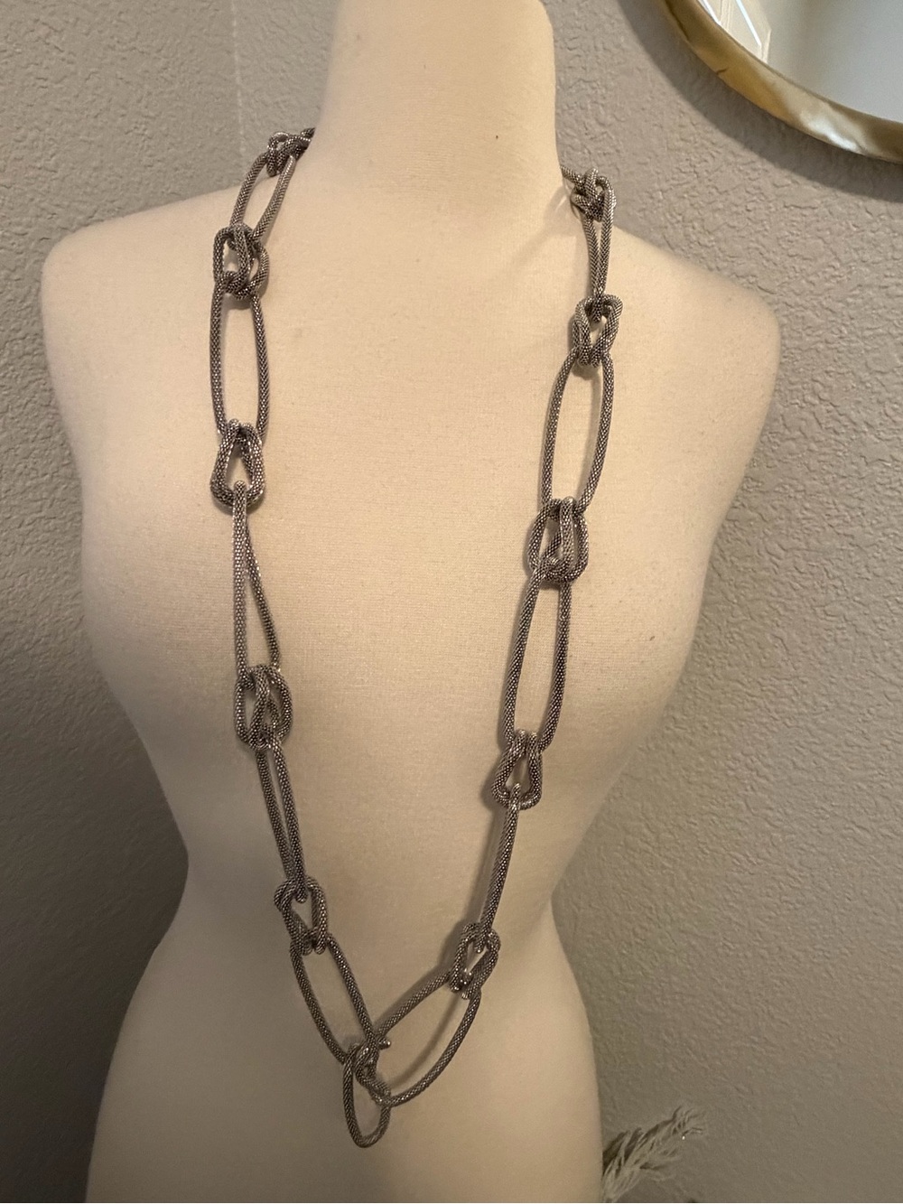 Silver-Tone Knotted Link Necklace